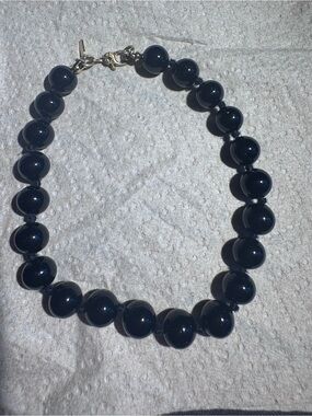 Monet Black Glossy Beaded Necklace